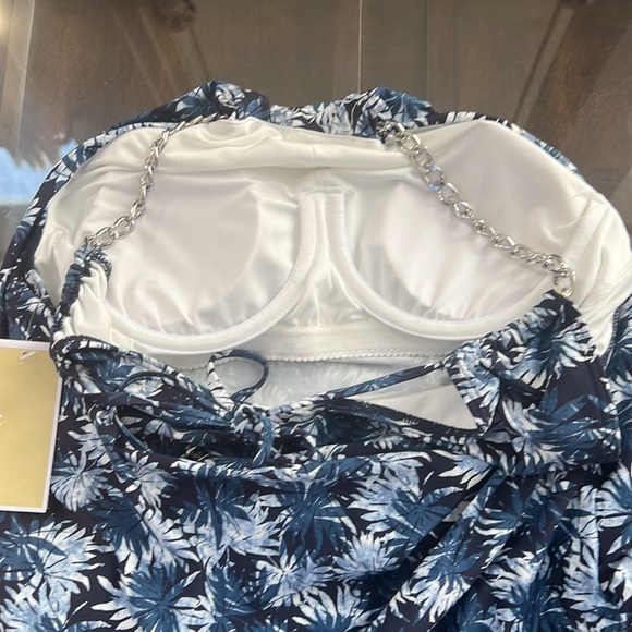 MICHAEL Michael Kors Blouson High Neck Tankini Top - Palm Mix. - Picture 8 of 13